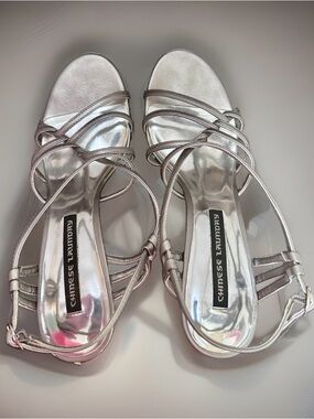 Chinese Laundry Pewter/Silver High Heel Sandal-Size 10